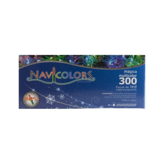 Luces de Navidad 300 Led Multicolor Cable Transparente Navicolor