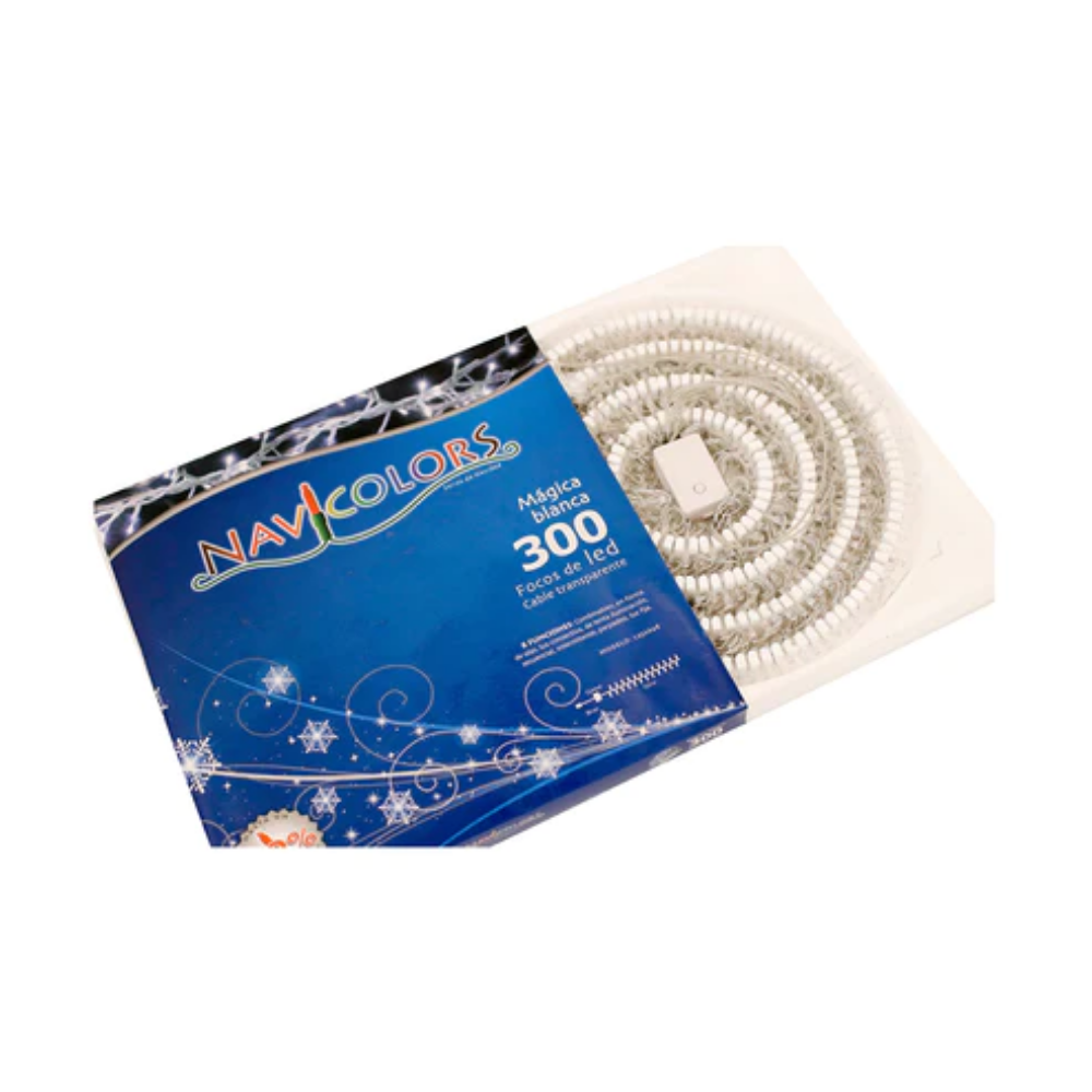 Luces Navideñas Led Blanca 300L Cable Transparente Navicolors