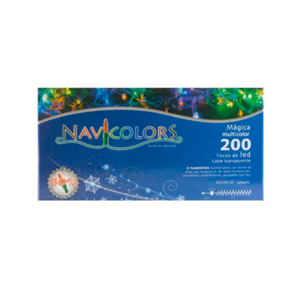 Luces Navideñas Multicolor 200 Led Cable Transparente