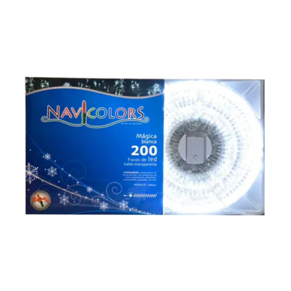 Luces Navideñas Led Blanca 200L Cable Transparente Navicolors