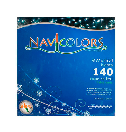 Luz Navidad 140L Led Musical Blanca Navicolors