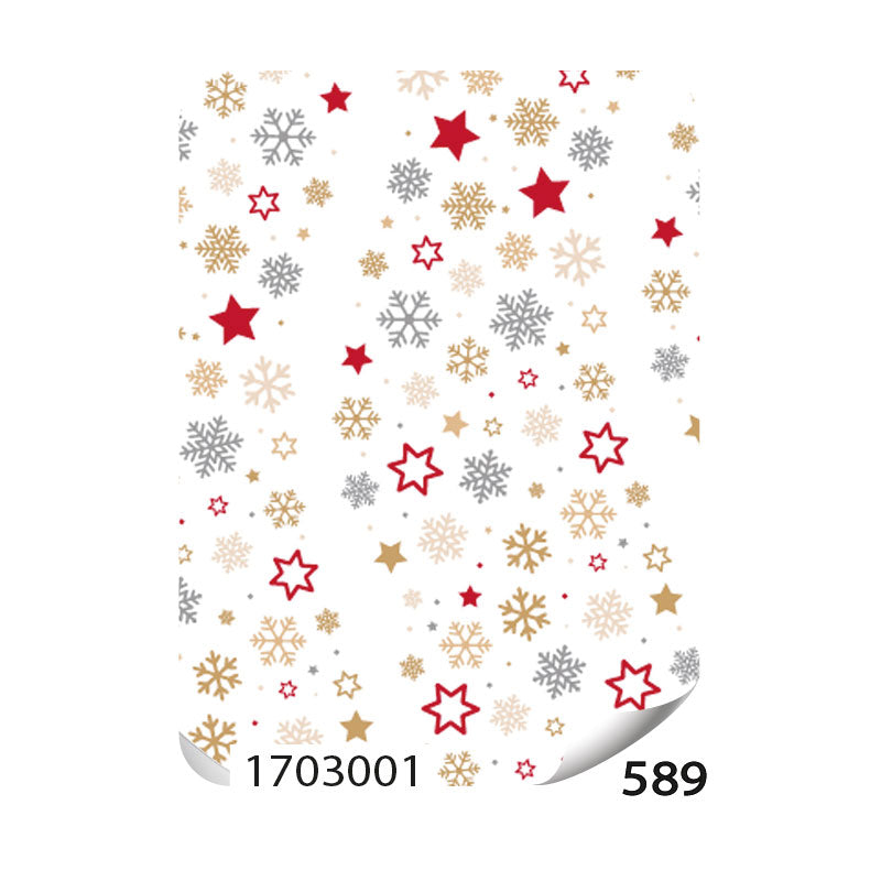 Papel de Regalo Navideño Blanco Estrellas 75 grs Paquete/25 pzas