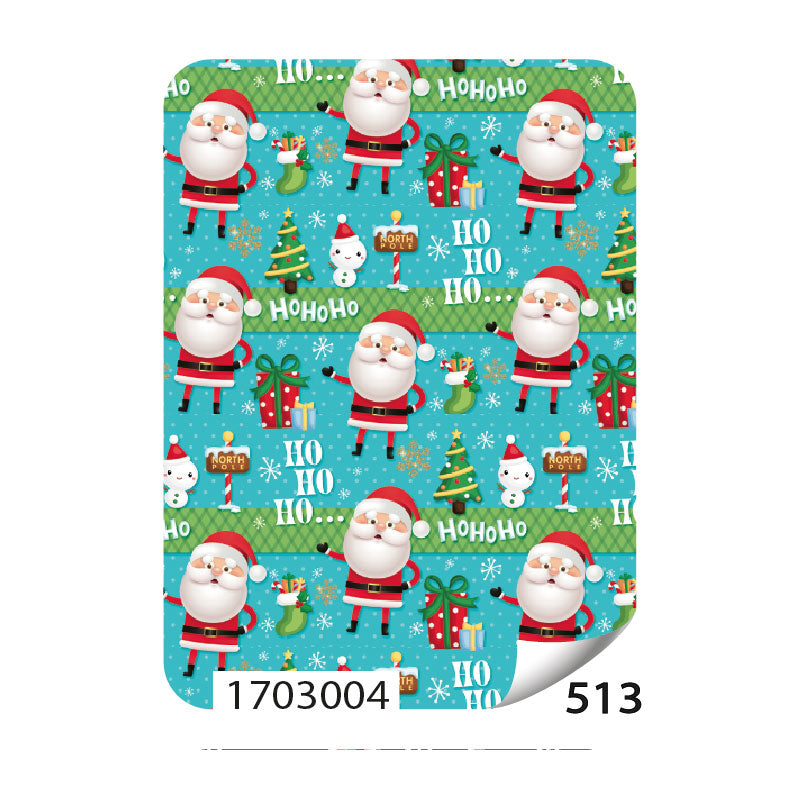 Papel de Regalo Navideño Azul Santa Claus 75 grs Paquete/25 pzas