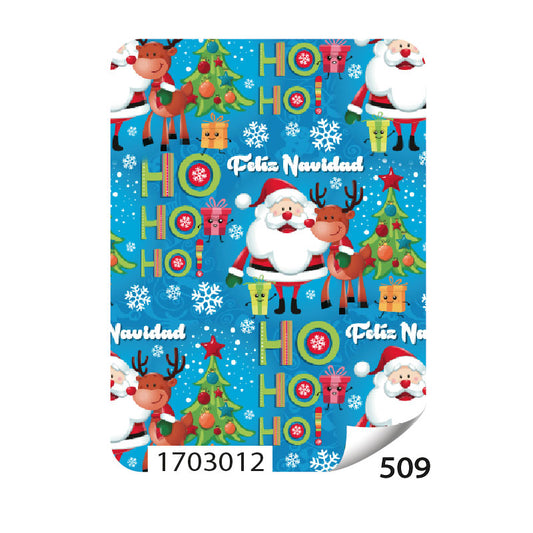 Papel Regalo Navideño Santa Claus Fondo Azul 75 grs 25 piezas