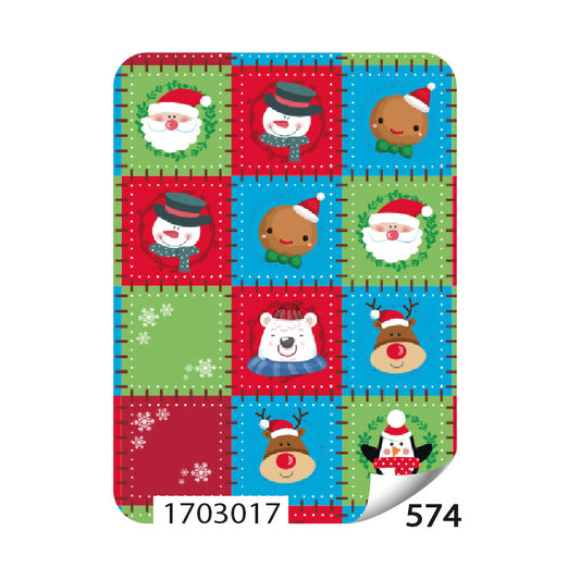 Papel de Regalo Navideño Santa, Oso, Reno y Galleta 75 grs 25 piezas