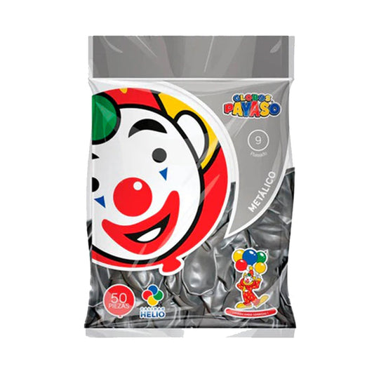 Globo Decorator Plata #9 Paquete/50 pzas Payaso Fasemex