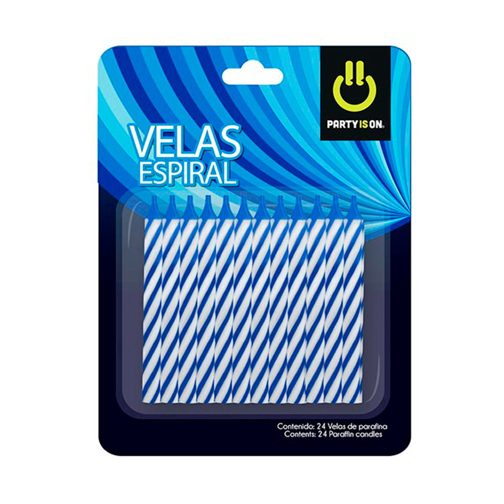 Vela Espiral Azul Party Is On C/24 pzas Fasemex