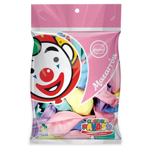 Globos Macarrón #9 Surtido Payaso Paquete/50 pzas Fasemex