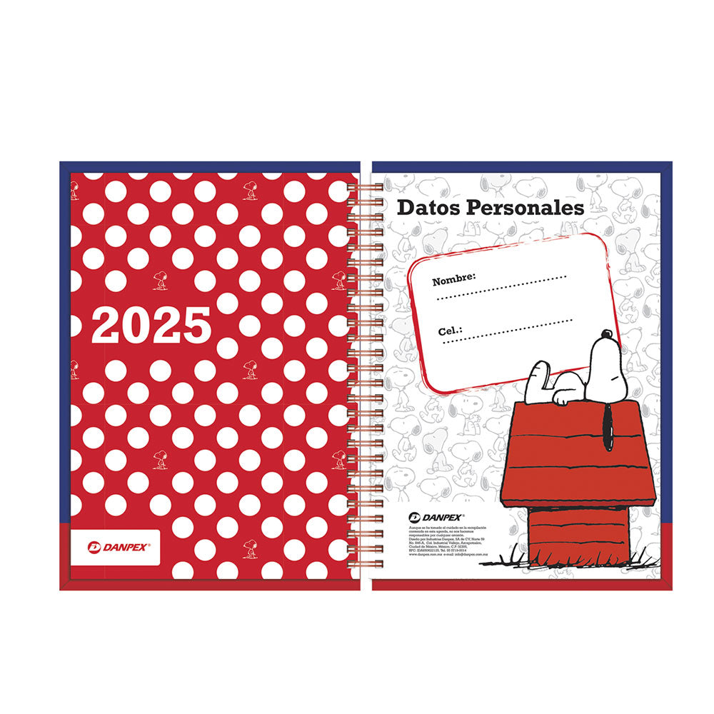 Agenda 2025 Diaria Snoopy con Stickers