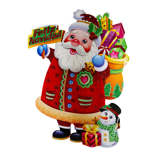 Adorno Navideño Carton Santa con Costal de Regalos 40 x 31 cm Itrade