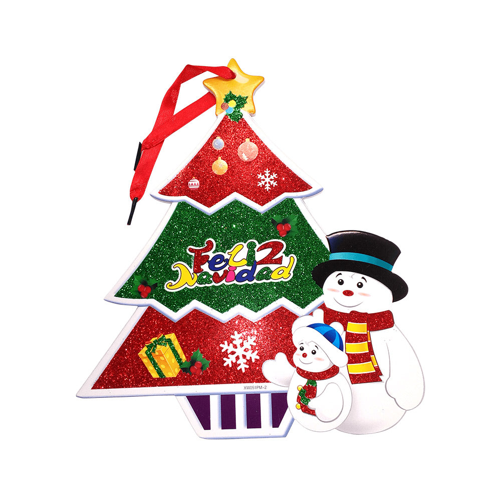 Adorno Navideño Carton Mini Arbol con Muñeco Nieve 19 x 16 cm Itrade