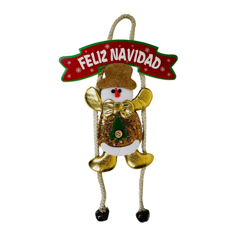 Adorno Navideño Colgante Muñeco de Nieve Dorado Itrade