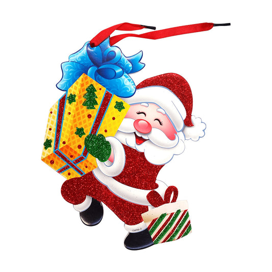 Adorno Navideño Carton Santa Claus con Regalo 25 x 20 cm Itrade