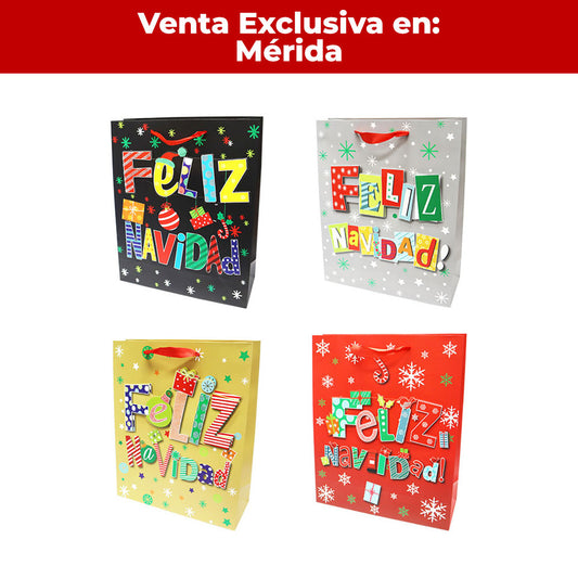 Bolsa Regalo Navidad Mediano 32 x 26 x 10 cm Itrade (Paq. 4 pzas)