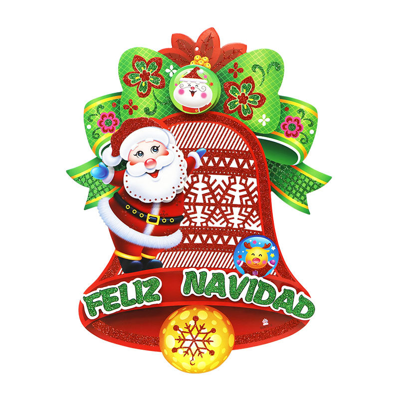 Adorno Navidad Carton Santa con Campana 45 x 33 cm ITrade