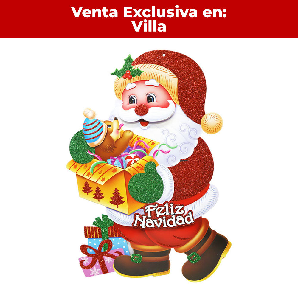 Adorno Navidad Carton Santa con Regalo 39 x 27 cm ITrade