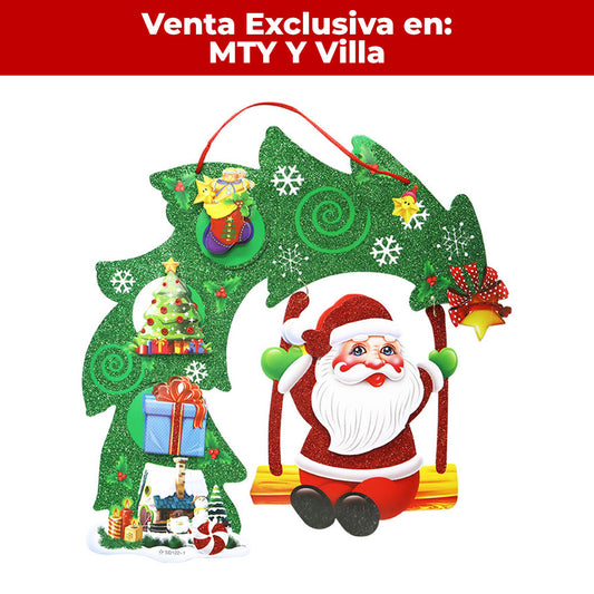 Adorno Navidad Carton Santa con Columpio 39 x 27 cm ITrade