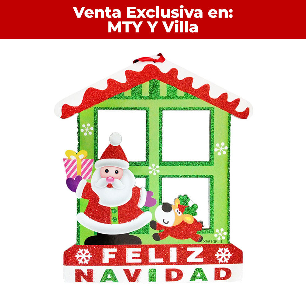 Adorno Navidad Carton Casa con Santa 34 x 31 cm ITrade