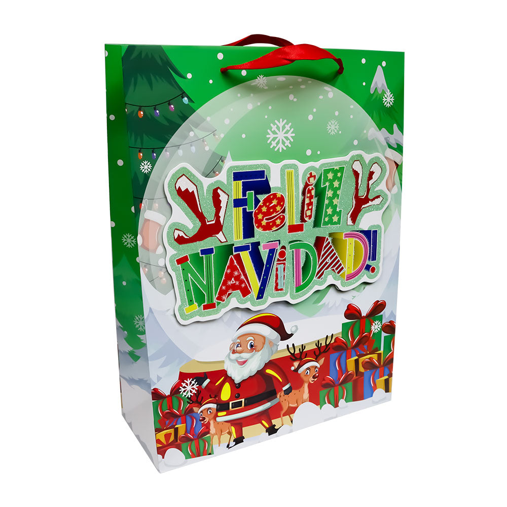 Bolsa de Regalo Navideña Esferas Feliz Navidad Varios Modelos 32 x 26 x 10 cm Itrade